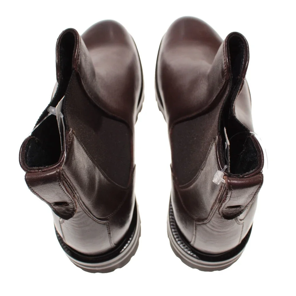 Di Bianco NWD Pull On Chelsea Boots Size 9 US in Brown Leather Made in Italy